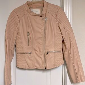 Ci Sono by Cavalini Faux Leather Rose Blush moto jacket size L